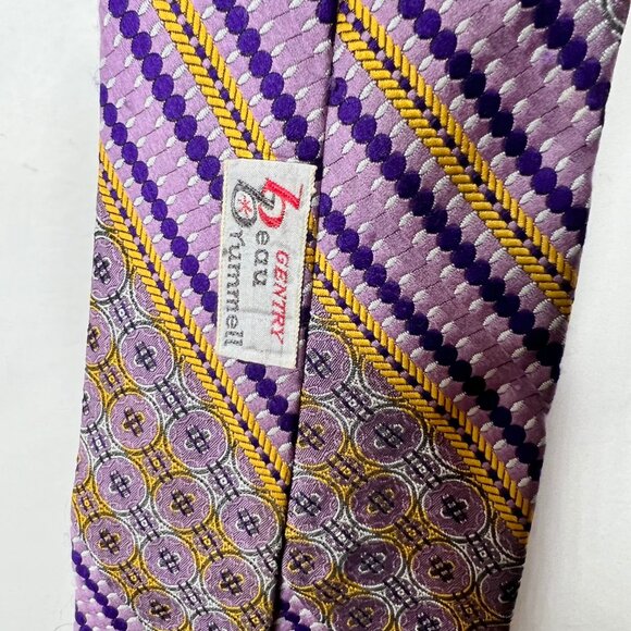 Vintage 1970’s Beau Brummell Gentry Men’s Neck Tie 4 ¼” Purple & Gold  Stripe - Picture 9 of 12